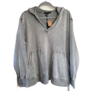 NWT Jane & Delancey Acid Wash Hooded Knit Top Pockets Size 2X